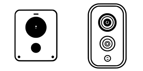 Fototapeta premium Black and white illustrations of two different speaker designs showcasing varying speaker configurations and placements