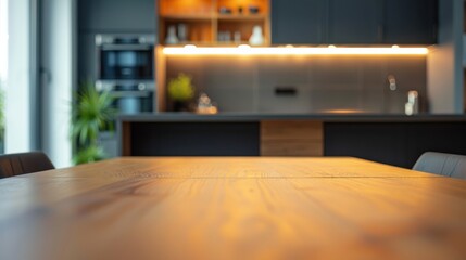Wooden Kitchen Tabletop Background Perfect for Food Photography and Product Display Mockups