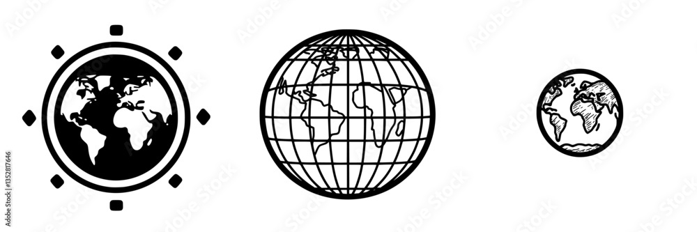Poster symbolic representations of the earth showcasing different styles and designs in a minimalistic form