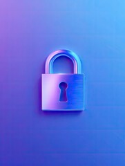 Padlock with Metallic Finish on Gradient Background for Security Concepts