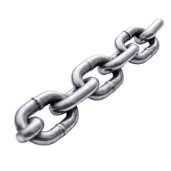 Steel chain laid out on a Transparent background showcasing its design and texture for industrial applications, steel chain on isolated on PNG background