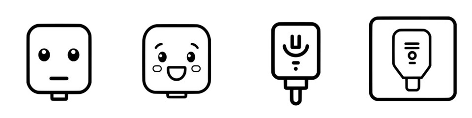 Obraz premium Simple line drawings of various cartoon faces expressing different emotions and features