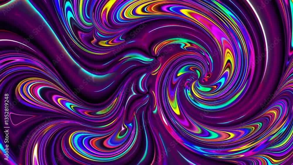 Aufkleber colorful abstract swirl pattern with neon accents on a dark background. art design concept
