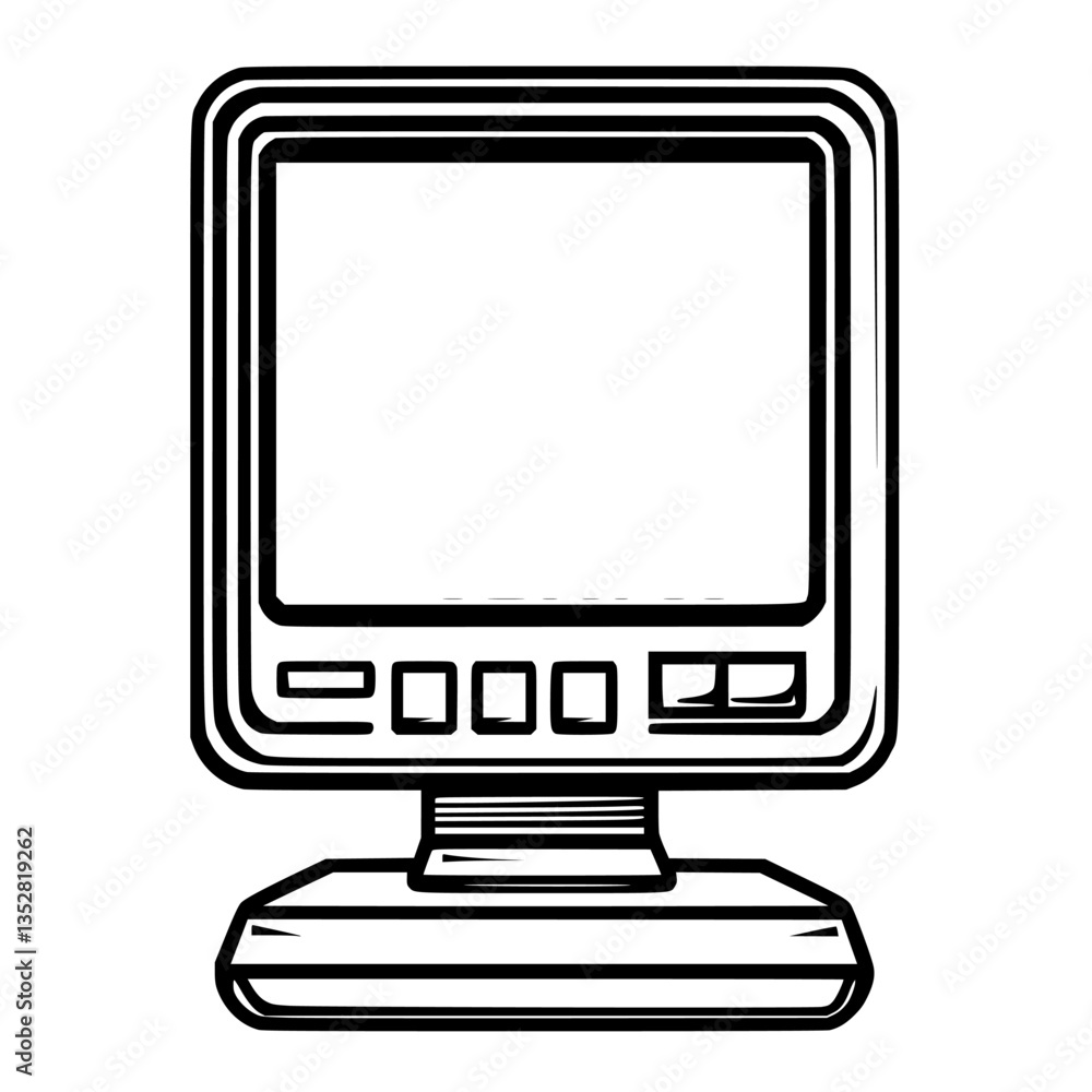 Poster vintage computer monitor design showcasing retro style and simplicity suitable for artistic projects