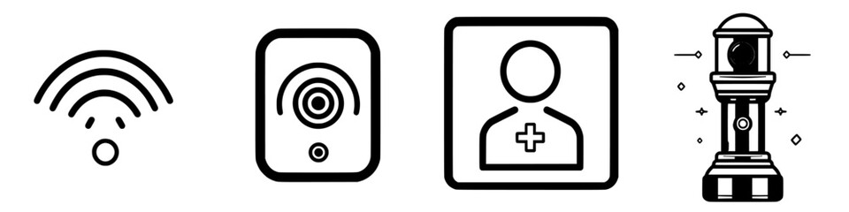Obraz premium Wireless connection symbols and healthcare icons displayed in a digital format illustrating modern technology and communication