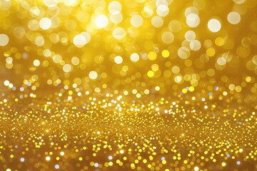 Vibrant Radiant Yellow Background with Sparkling Circular Bokeh Pattern