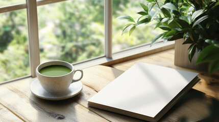Coffee table: The table would likely have a simple, minimalist design, possibly made from wood, metal, or light-colored material. It serves as a neutral background to keep the focus on the magazine.

