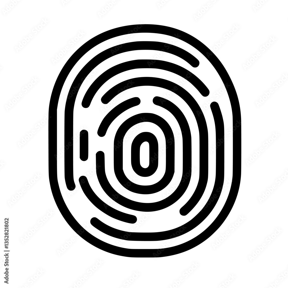 Poster intricate black and white fingerprint design showcasing unique patterns and details through curved l
