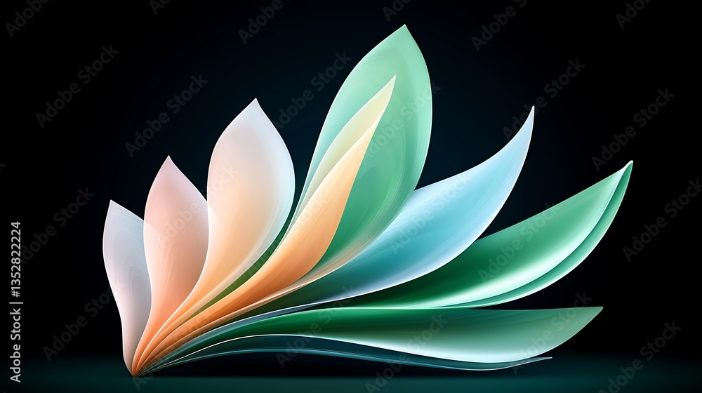 Poster abstract green waves flowing patterns and gradient