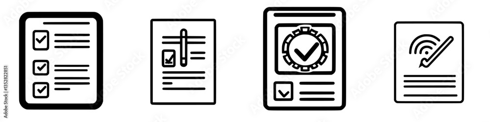 Aufkleber detailed checklist and documents illustrating workflow management and task completion in a business 
