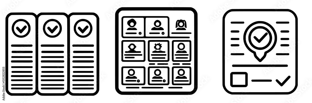 Poster visual representation of checklist evaluation, user profiles, and summary report in a streamlined la