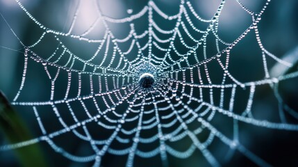 Naklejka premium A close up view of a beautiful spider web structure
