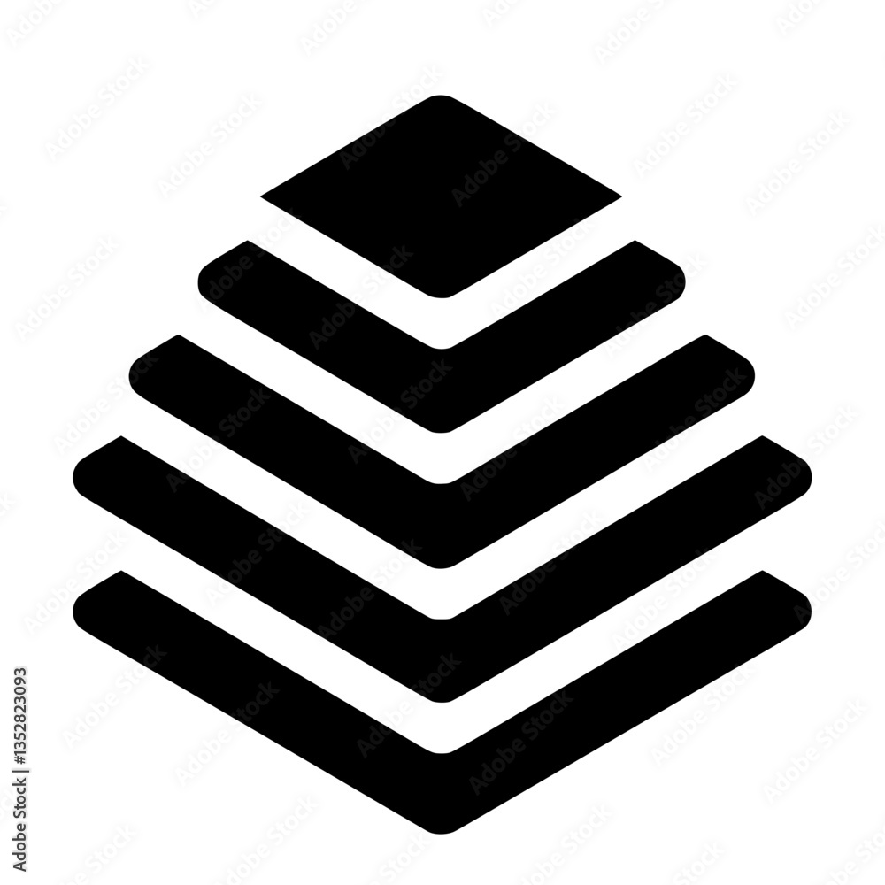 Poster geometric layered shape symbolizing structure and design in modern art and architecture