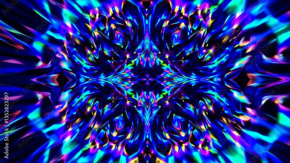 Poster colorful abstract kaleidoscope pattern with vibrant blues and purples. psychedelic art concept