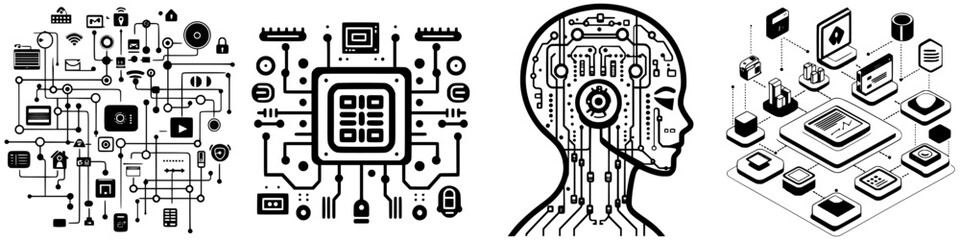 Obraz premium Exploring the intricate world of technology through abstract designs depicting circuits and artificial intelligence concepts
