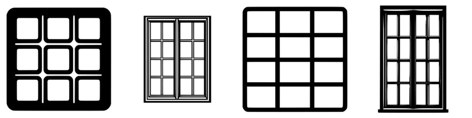 Various window frame designs showcasing different styles and shapes for architectural inspiration