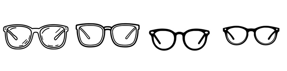 Fototapeta premium Various styles of eyeglasses showcasing design diversity and frame shapes