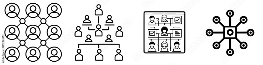 Poster various representations of organizational structures and networks for business and teamwork applicat