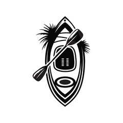 Kayak silhouette vector illustration. Kayaking silhouette. People water rafting