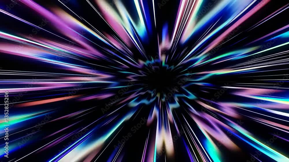 Poster colorful light burst with abstract radial motion effect, futuristic design concept