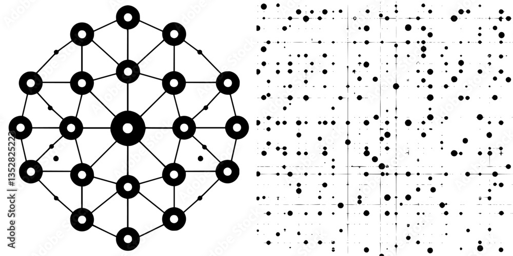 Poster visual representation of mathematical networks showcasing interconnected nodes and patterns with var