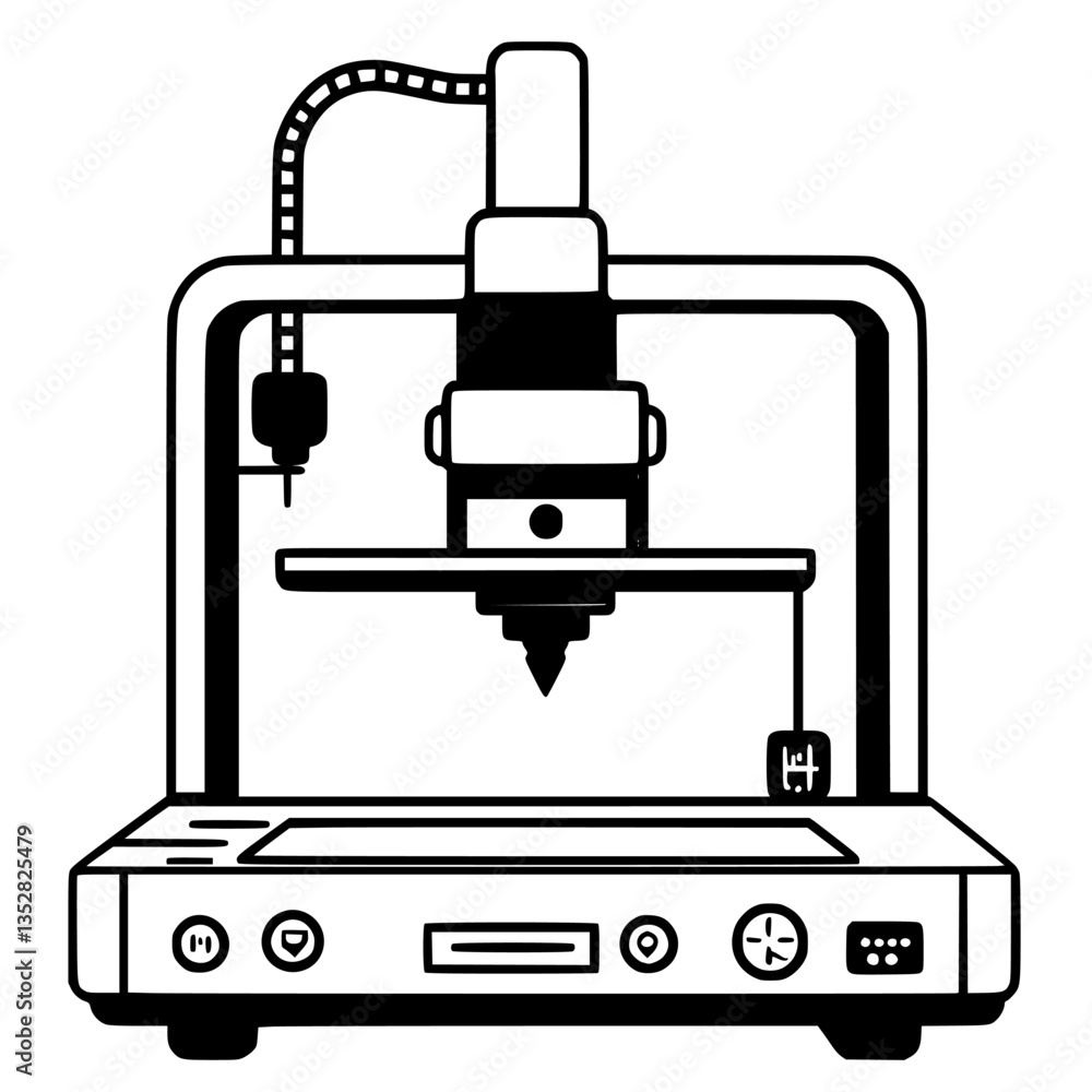Poster 3d printer working on a design in a modern workshop during the day