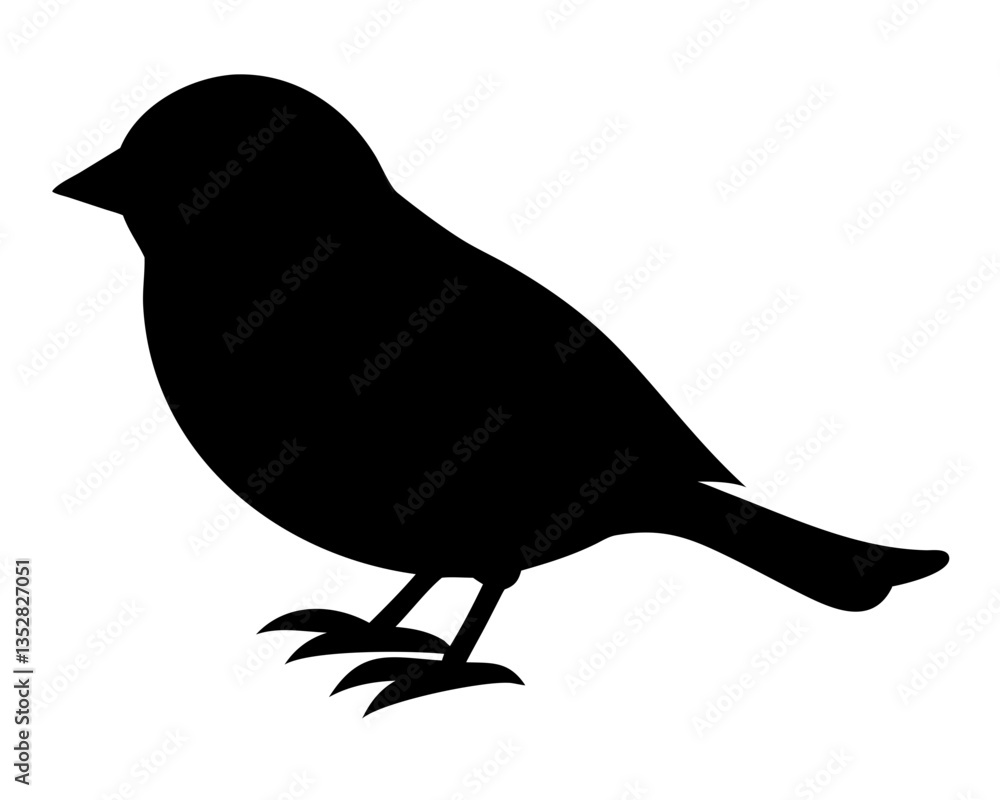 Poster silhouette of a bird: a stark, minimalist silhouette of a bird in profile, its form defined against 