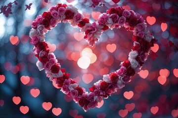 Obraz premium Abstract Love Heart Bokeh Background for Valentine's Day Celebration