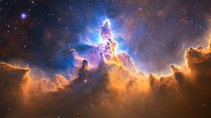 Obraz premium Cosmic Pillars of Dust and Gas Illuminating a Starry Sky