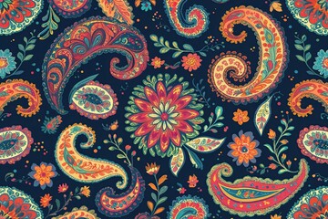 Whimsical Boho Paisley Background with Swirls for Timeless Festival Celebrations