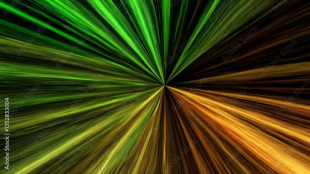 Poster dynamic abstract radial lines in green and orange, energy and motion concept