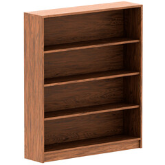3d render bookshelf with transparent background