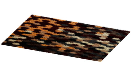 3d render patterned shaggy rug with transparent background