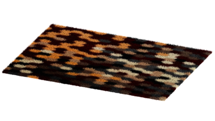 3d render patterned shaggy rug with transparent background