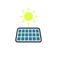 Minimalistic Flat Design Solar Panel with Sun &ndash; Renewable Energy Illustration