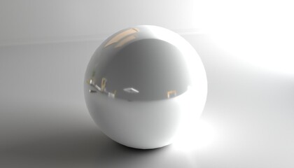 White ball on grey background. White sphere isolated.