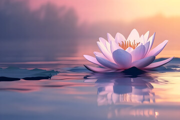 Natural Serenity: A Water Lily Floating Gracefully on a Tranquil Pond, Encapsulating the Peace and Beauty of Nature