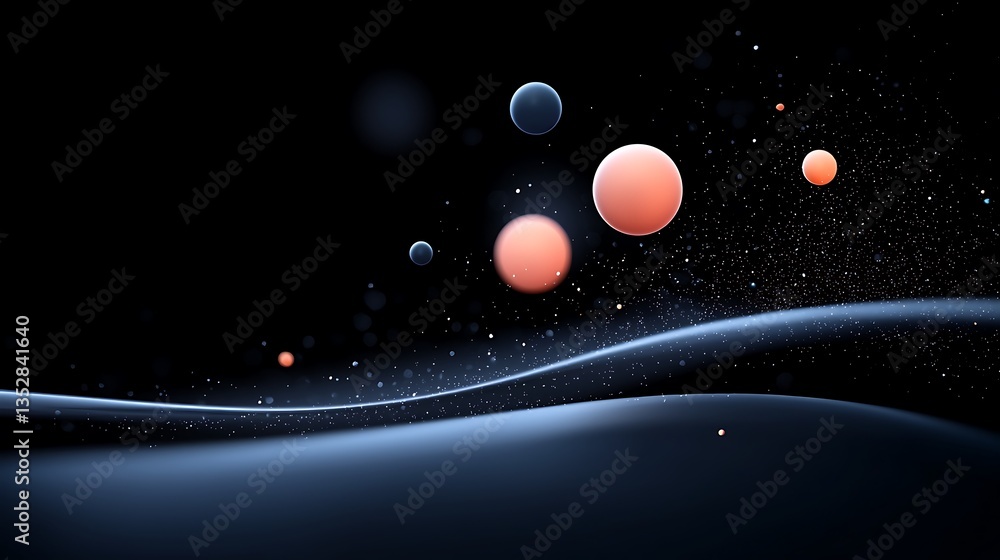 Poster abstract bokeh light particles on dark background