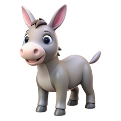 Fototapeta premium Cute 3D Cartoon Donkey with Big Eyes and Friendly Smile – Adorable Farm Animal Illustration