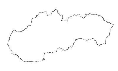 Vector map of Slovakia, Slovak Republic, a country in Central Europe. Detailed black contour, isolated on white background.