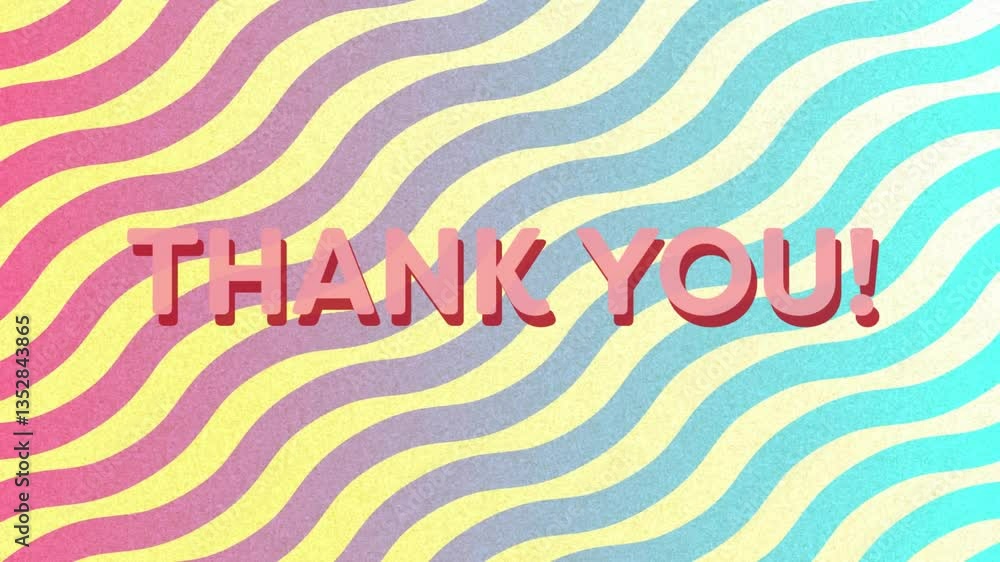 Poster colorful wavy pattern background with animation, displaying thank you text