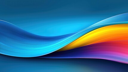 Bright waves of color create an abstract artwork with flowing blue, yellow, and purple tones