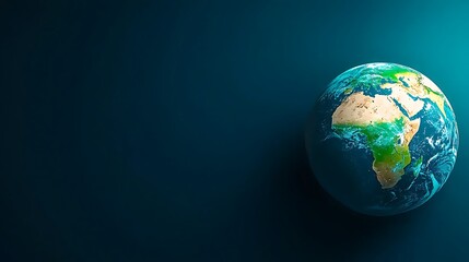 Fototapeta premium Earth view focusing on Africa, Asia, and Europe against a deep teal backdrop
