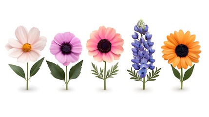 Obraz premium Vibrant Pink Cosmos Orange Gerberas and Purple Lupines
