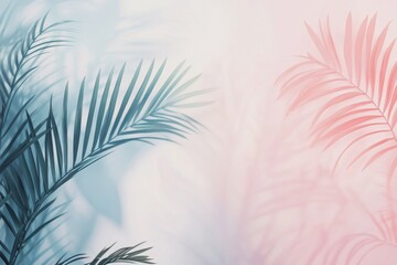 Naklejka premium palm leave's blurred shadow on light pastel wall. Minimalistic beautiful summer spring isolated on white background