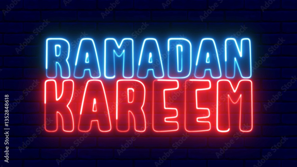 Poster ramadan kareem text font with light. luminous and shimmering haze inside the letters of the text ram