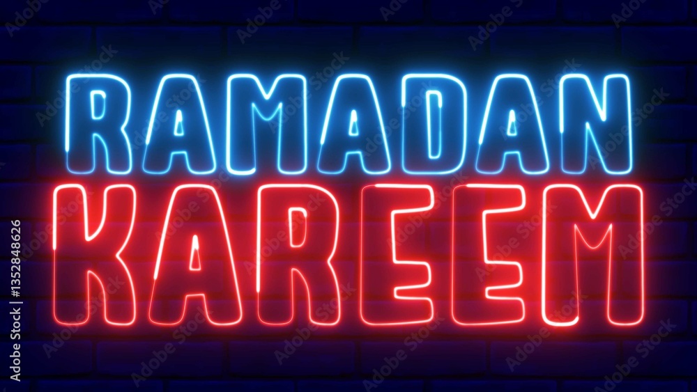 Poster ramadan kareem text font with light. luminous and shimmering haze inside the letters of the text ram