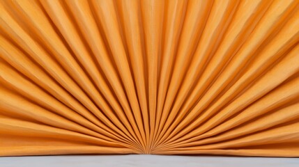 Fanned out orange fabric radiates from bottom, creating a flowing textural effect