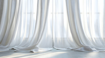 White Curtains Gently Fluttering in the Breeze Close-up