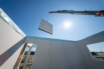 private house with aerated lightweight walls under construction